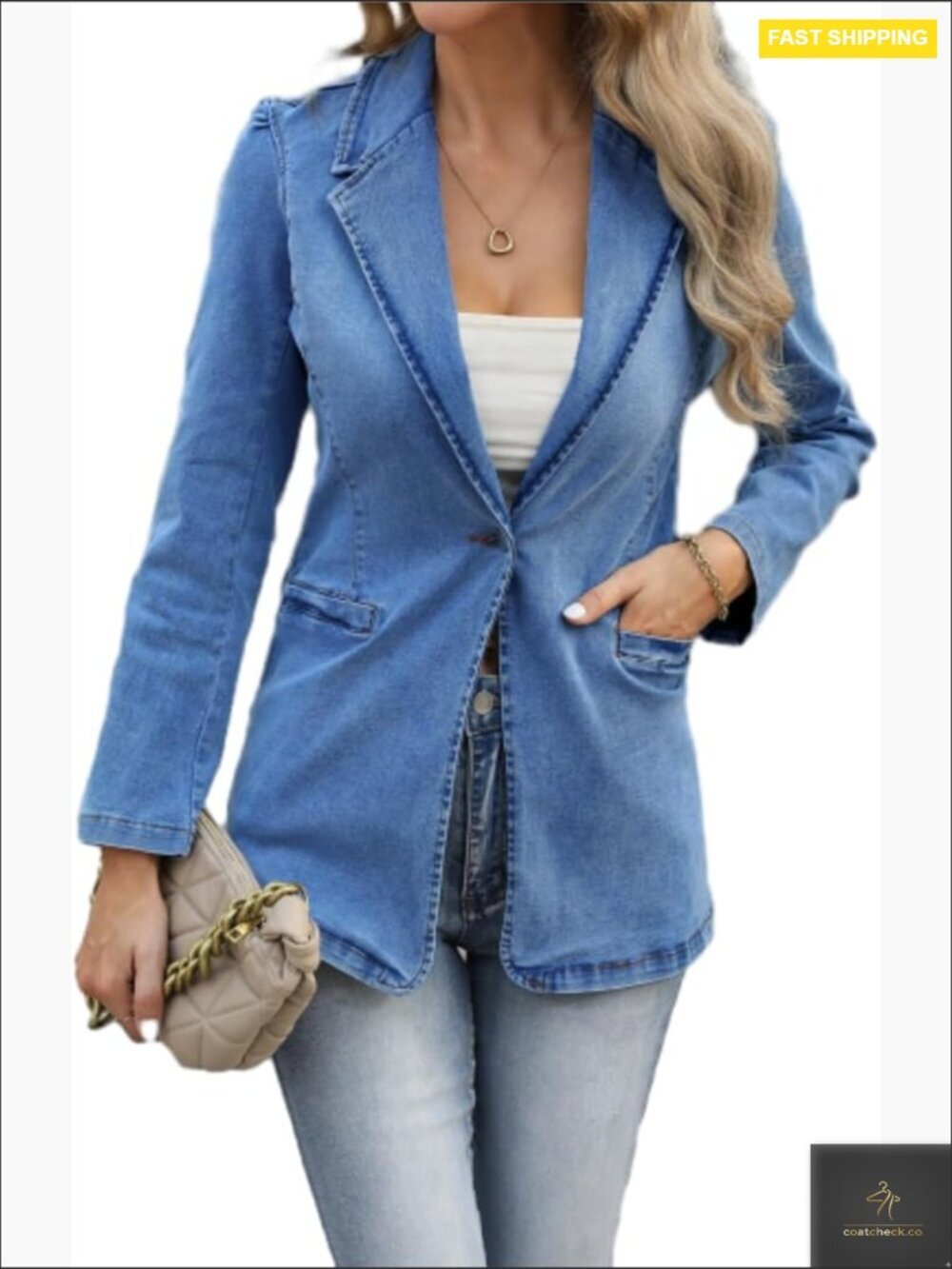 Cropped Denim Jacket Oversized Casual Jean Jacket Fall Outfits Trendy Tops